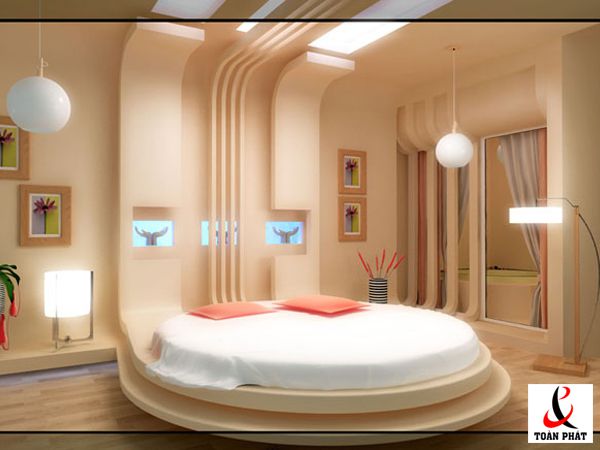 Mẫu trần phòng ngủ sử dụng tấm màng xuyên sáng đơn giản
