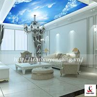 Trần phòng khách xuyên sáng in bầu trời mẫu số 3 Mẫu trần phòng khách xuyên sáng in bầu trời số 3