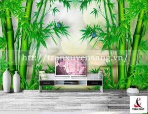 Vách xuyên sáng phòng khách in hình ảnh cây trúc cây trúc