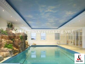 Mẫu trần xuyên sáng bể bơi in bầu trời số 3 Hình ảnh sản phẩm trần xuyên sáng cho bể bơi trong nhà