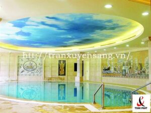 Mẫu trần xuyên sáng bể bơi in bầu trời xanh Mẫu trần xuyên sáng bể bơi in bầu trời xanh