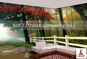Vách xuyên sáng phòng chờ in hình ảnh thiên nhiên mùa thu mùa thu