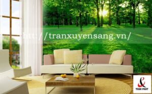 Vách xuyên sáng phòng khách in hình ảnh thiên nhiên thoáng đãng thoáng đãng