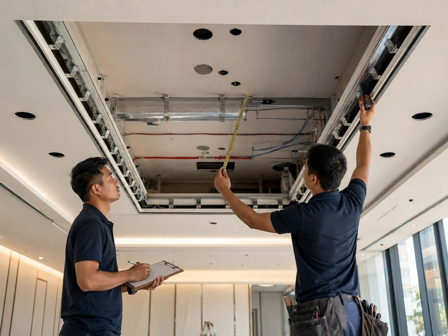 Khảo sát và đo kích thước trần xuyên sáng trước khi sản xuất